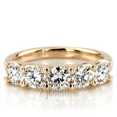 Classic 5 stone Closed Basket Anniversary Band (1.25ct. tw) thumbnail 7