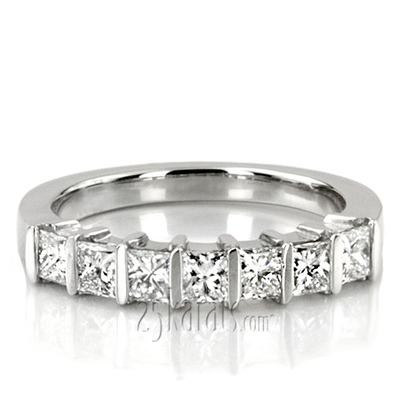 7 Stone Contemporary Bar Set Princess Cut Diamond Band (0.77 ct. t.w) thumbnail 5