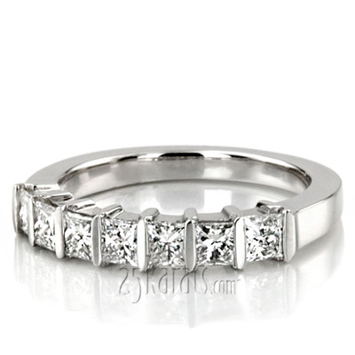 7 Stone Contemporary Bar Set Princess Cut Diamond Band (0.77 ct. t.w) thumbnail 6