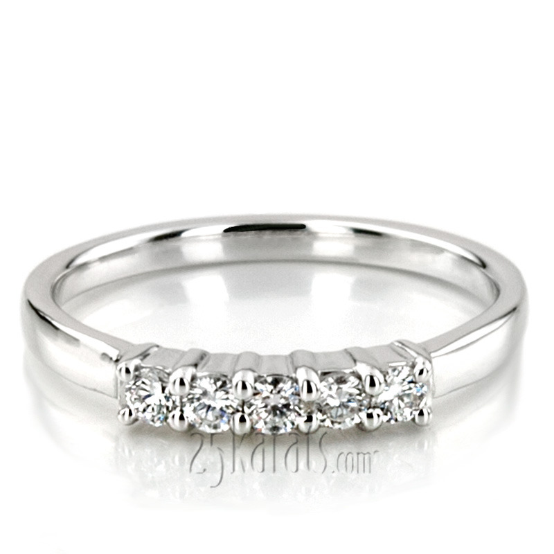 14K white gold Classic 5 Stone Closed Basket Anniversary Band (1/4ct. tw.) - alternate view 7