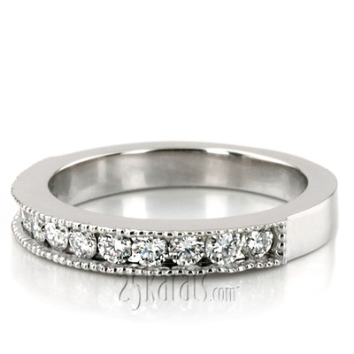 Round Cut Channel Set Milgrain Edge Diamond Bridal Ring (0.60 t.c.w.) thumbnail 5