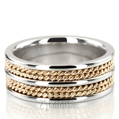 Double-braided Two-Tone Hand Woven Wedding Band 