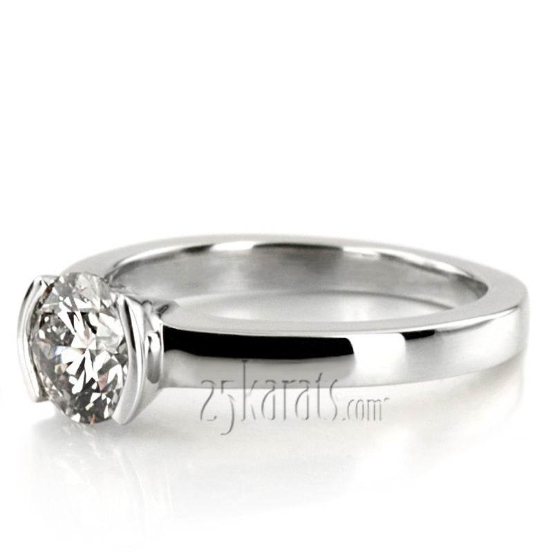 18K white gold Half Bezel Set Solitaire Engagement Ring 2 - alternate view 6