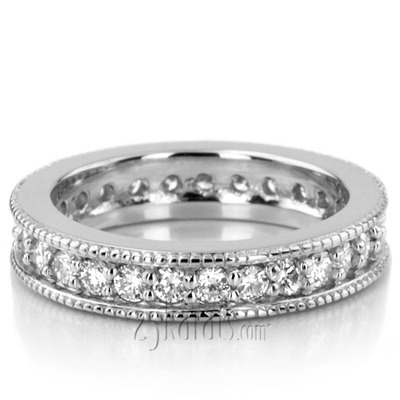 Common Bead Set With Mill Grain Diamond Eternity Wedding Band (0.81 ct. tw.) thumbnail 4