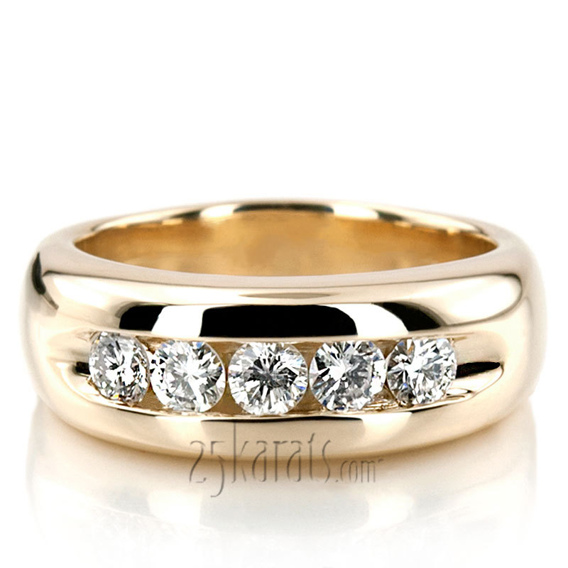 14K white gold Five Stone Man Diamond Ring - alternate view 7