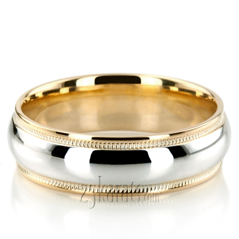 Milgrain Step Edge Diamond Cut Wedding Band