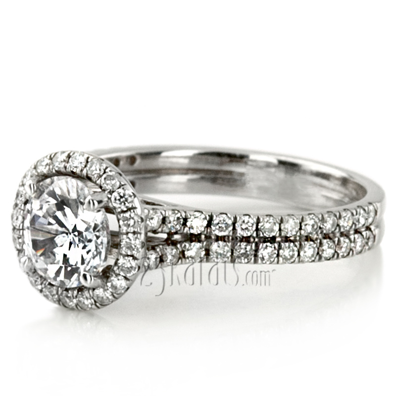 18K white gold Micro Pave Set Halo Diamond Engagement Ring (3/4 ct. t.w) - alternate view 4