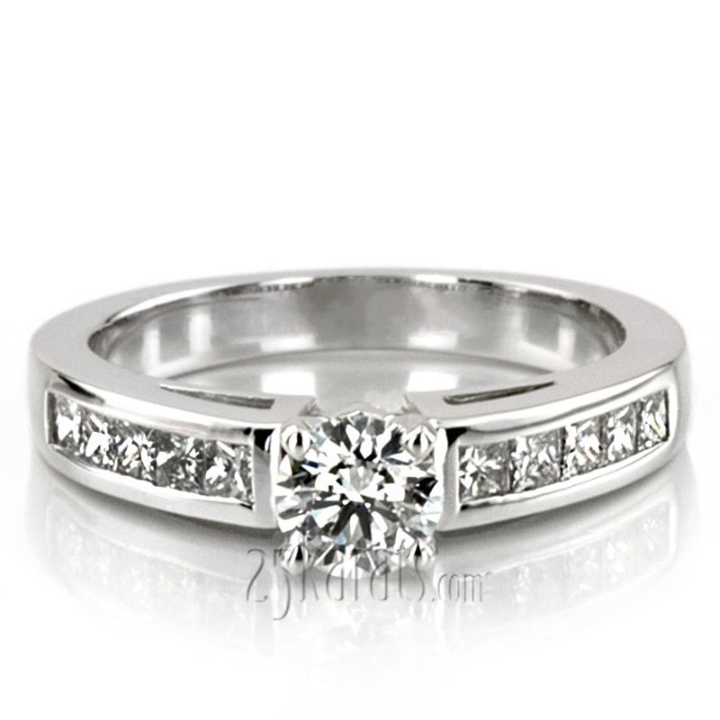 18K white gold Princess Cut Channel Set Diamond Engagement Ring (1/2 ct. tw.) - alternate view 6
