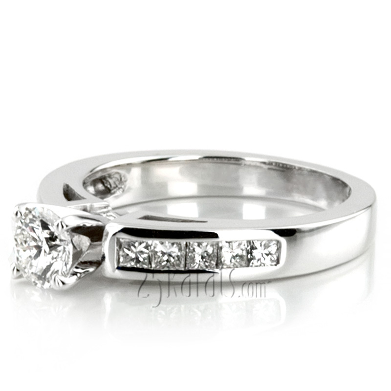 18K white gold Princess Cut Channel Set Diamond Engagement Ring (1/2 ct. tw.) - alternate view 7