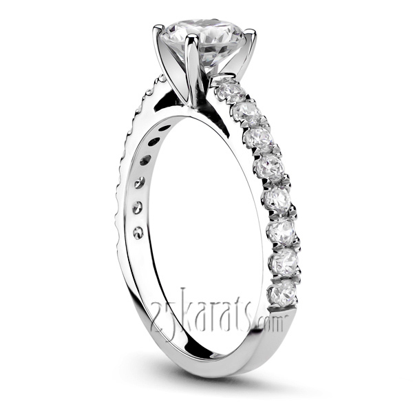 14K white gold Scalloped Micro Pave Set Low Cathedral Diamond Engagement Ring (1/3 ct. tw.) - alternate view 4