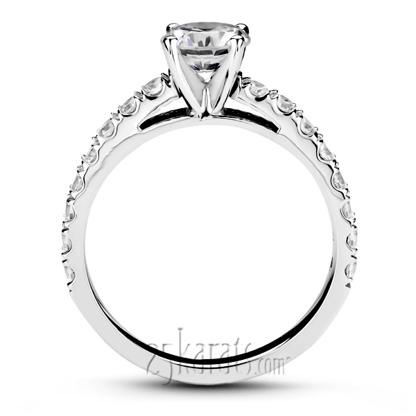 14K white gold Scalloped Micro Pave Set Low Cathedral Diamond Engagement Ring (1/3 ct. tw.) - alternate view 5