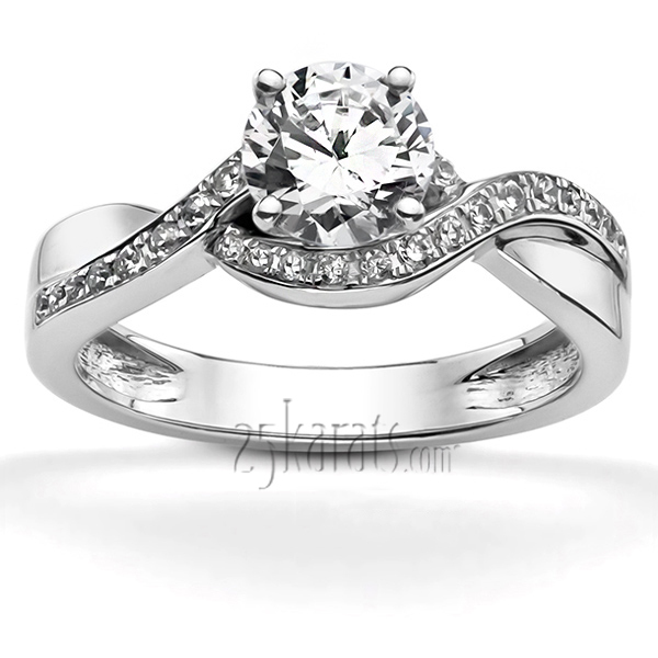 18K white gold Micro Pave Set Infinity Diamond Engagement Ring (1/4 ct. tw.) - alternate view 6