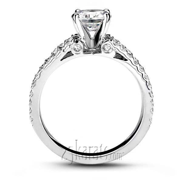 14K white gold Split Shank Shared Bead Set Diamond Engagement Ring (1/2 ct. tw.) - alternate view 4