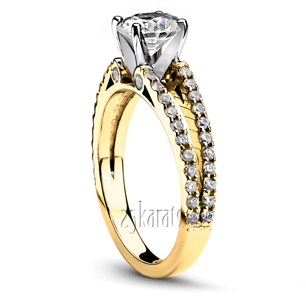 14K white gold Split Shank Shared Bead Set Diamond Engagement Ring (1/2 ct. tw.) - alternate view 5