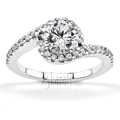 Bypass Shank Halo Diamond Bridal Ring (1/4 ct. t.w.)