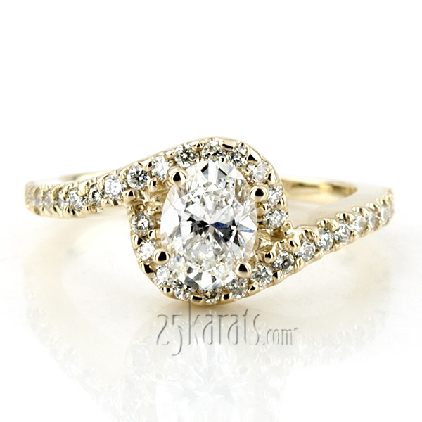 14K white gold Bypass Shank Halo Diamond Bridal Ring (1/4 ct. tw.) - alternate view 7