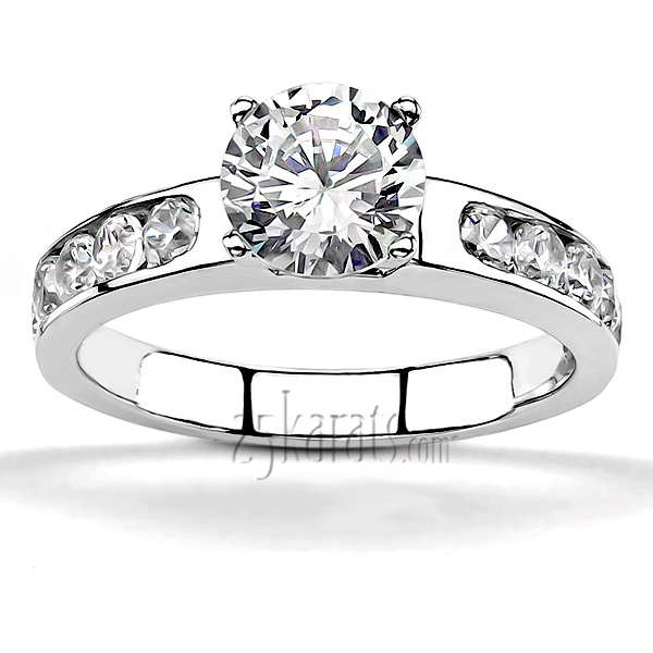 14K white gold Classic Channel Set Diamond Engagement Ring (1/3 ct. tw.) - alternate view 5