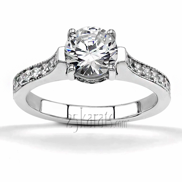 14K white gold Elegant Four Prong Diamond Engagement Ring (1/2 ct. tw.) - alternate view 6