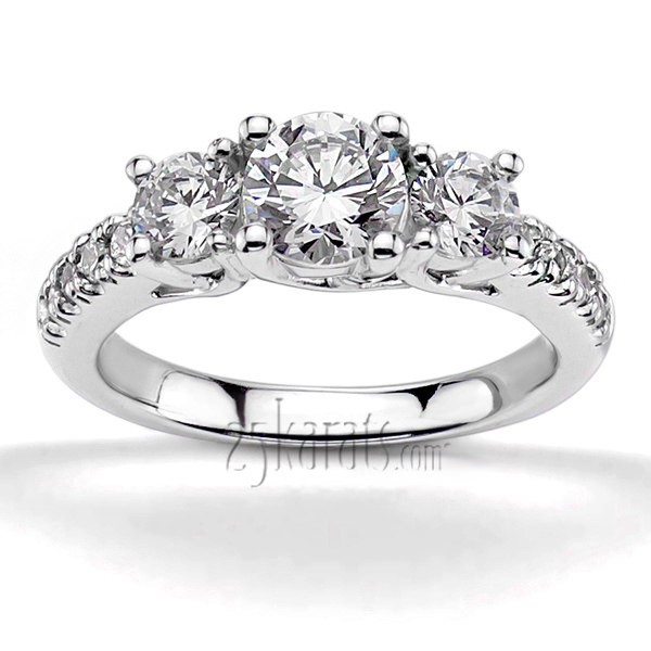 14K white gold Trellis Setting Three Stone Diamond Engagement Ring (0.70 ct. tw.) - alternate view 6