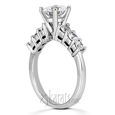 14K white gold Round Cut Prong Set Open Basket Diamond Engagement Ring (0.58 ct. tw.) - main view