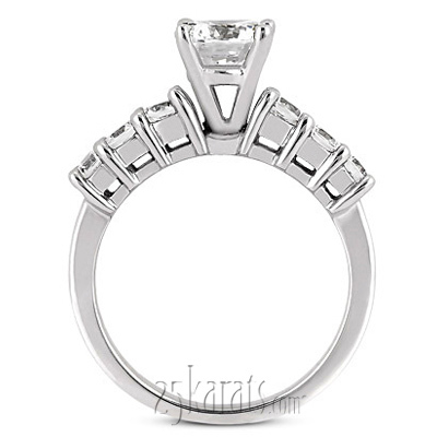 14K white gold Round Cut Prong Set Open Basket Diamond Engagement Ring (0.58 ct. tw.) - alternate view 2