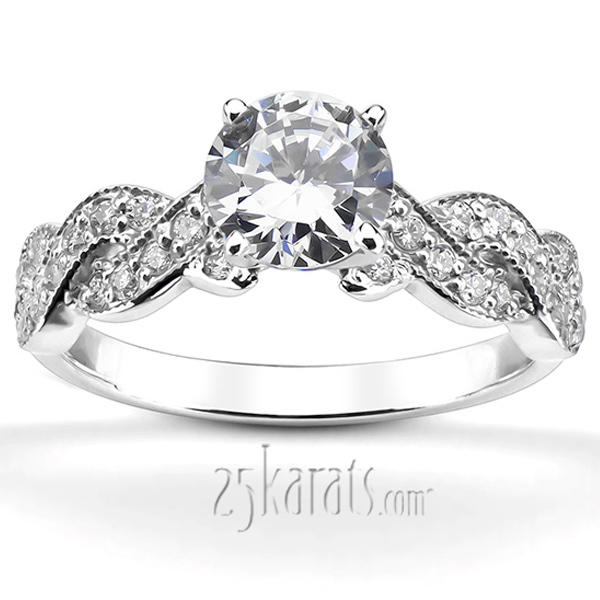 14K white gold Infinity Shank Shared Prong Diamond Engagement ring (0.34ct. tw.) - alternate view 4