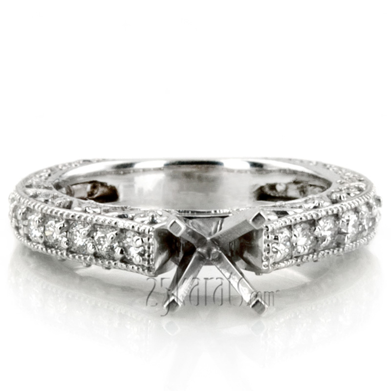 18K white gold Filigree Diamond Engagement Ring (3/4 ct. tw.) - alternate view 6