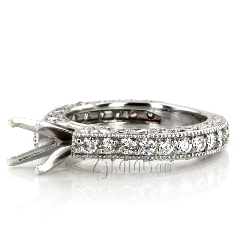 18K white gold Filigree Diamond Engagement Ring (3/4 ct. tw.) - alternate view 7