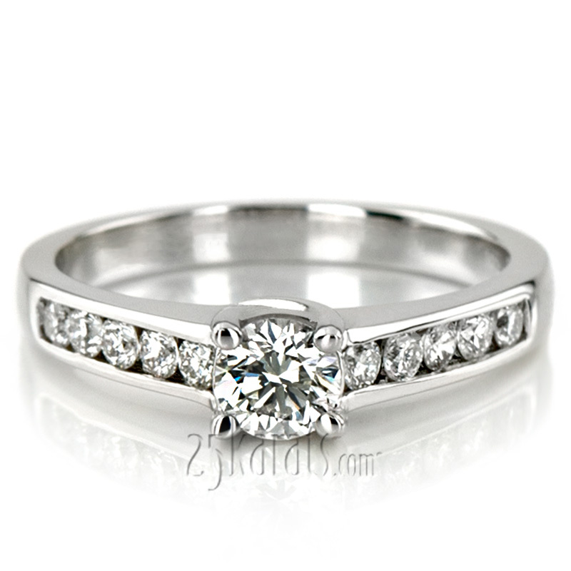 14K white gold Trellis Round Cut Channel Set Diamond Bridal Ring (0.30 tcw.) - alternate view 6