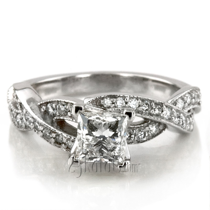 14K white gold Infinity Shank Pave Set Diamond Engagement Ring (0.54ct. tw.) - alternate view 5