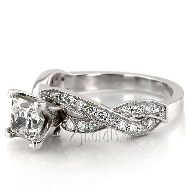 14K white gold Infinity Shank Pave Set Diamond Engagement Ring (0.54ct. tw.) - alternate view 6