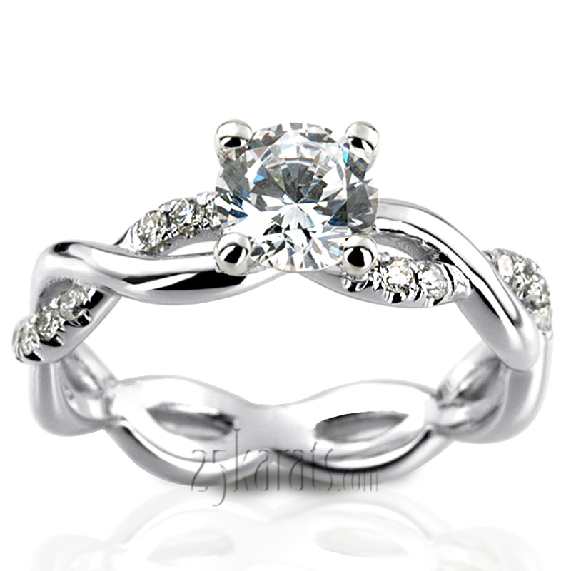 Twist Shank Micro Pave Set Diamond Engagement Ring (1/4 ct. t.w.)