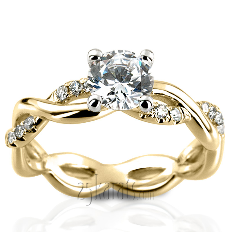 14K white gold Twist Shank Micro Pave Set Diamond Engagement Ring (1/4 ct. tw.) - alternate view 2