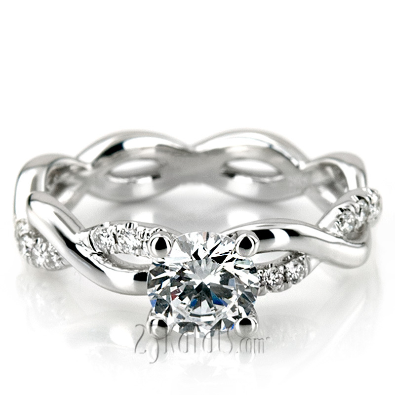 14K white gold Twist Shank Micro Pave Set Diamond Engagement Ring (1/4 ct. tw.) - alternate view 3