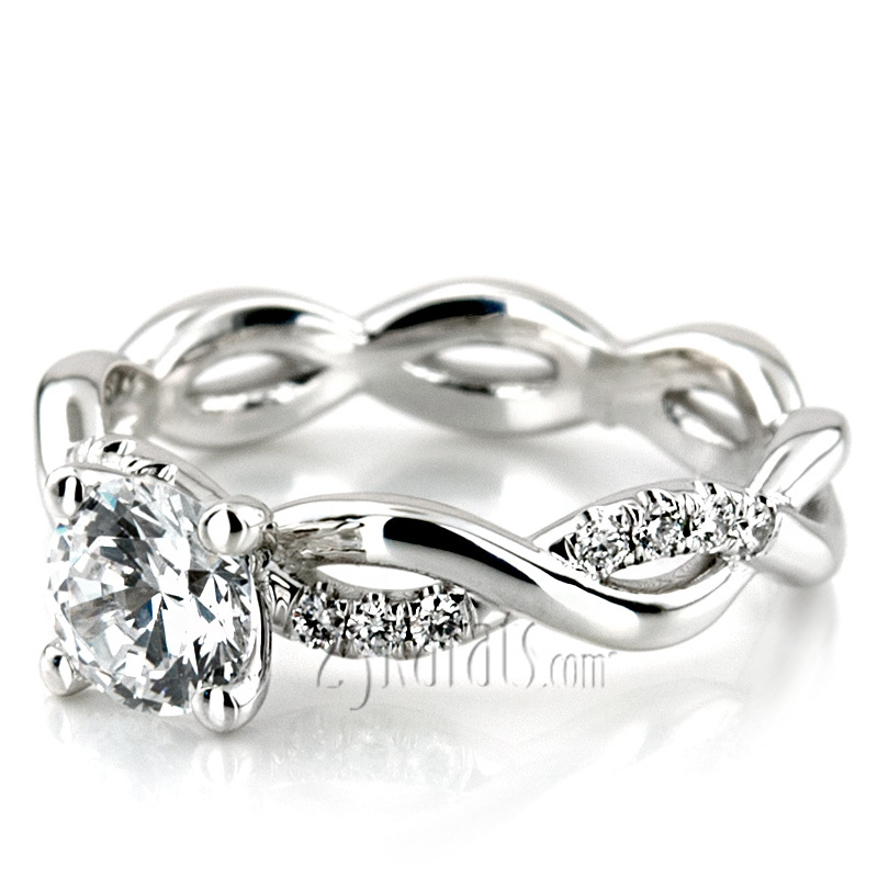 14K white gold Twist Shank Micro Pave Set Diamond Engagement Ring (1/4 ct. tw.) - alternate view 4