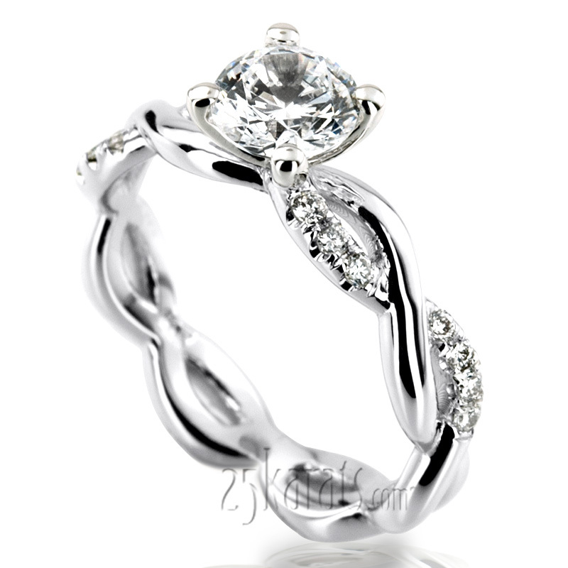 14K white gold Twist Shank Micro Pave Set Diamond Engagement Ring (1/4 ct. tw.) - alternate view 5