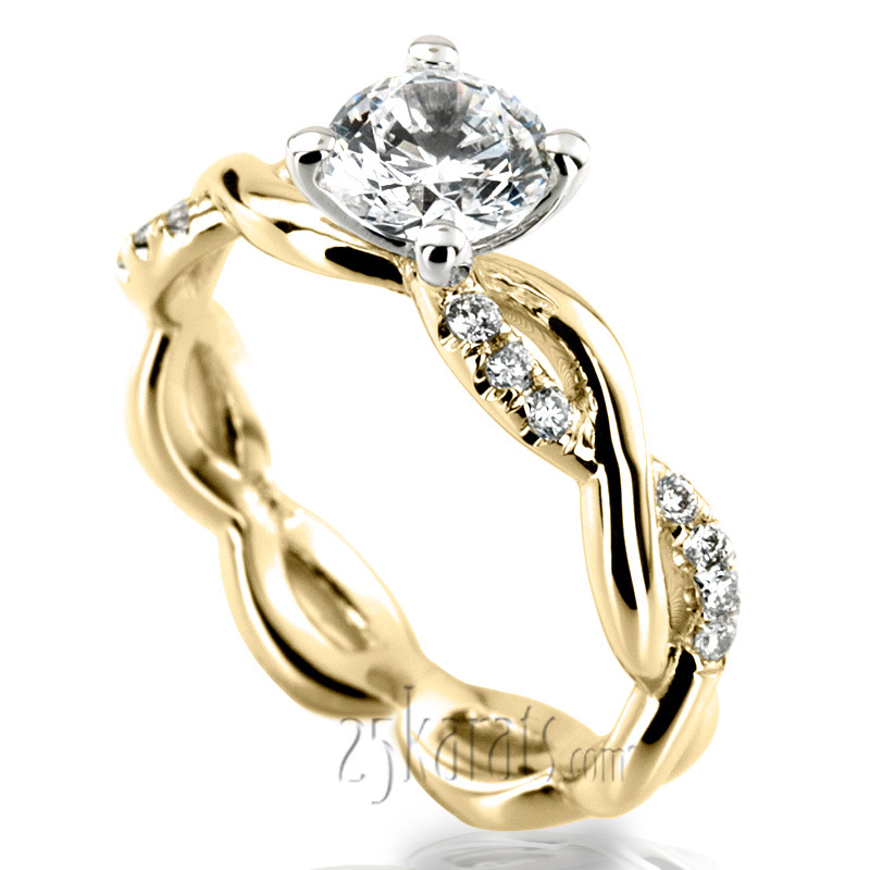 14K white gold Twist Shank Micro Pave Set Diamond Engagement Ring (1/4 ct. tw.) - alternate view 6