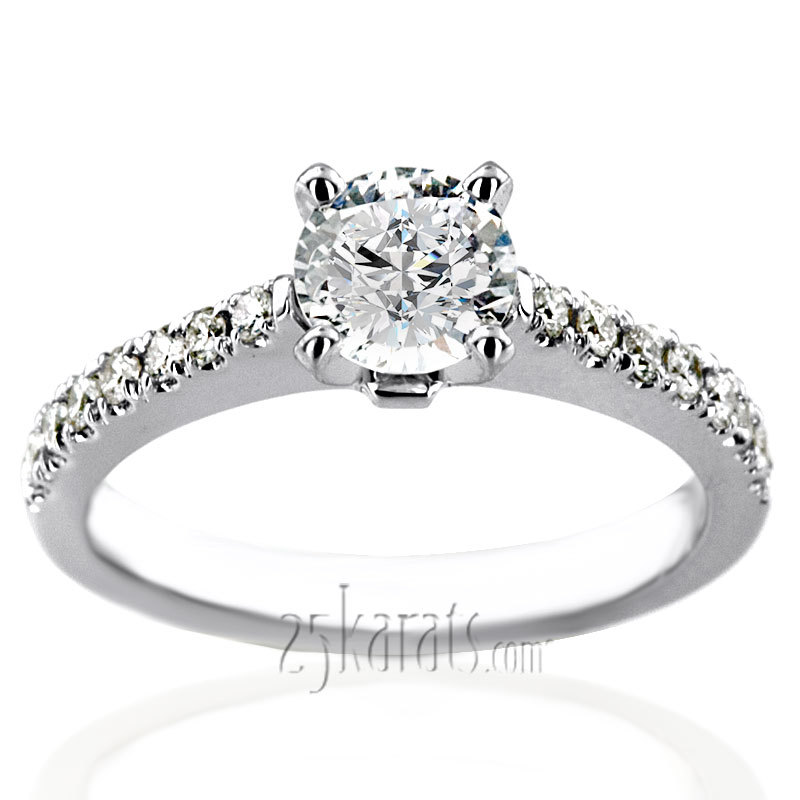 14K white gold Novus Style Micro Pave Classic Diamond Engagement Ring (1/3 ct. tw.) - alternate view 3