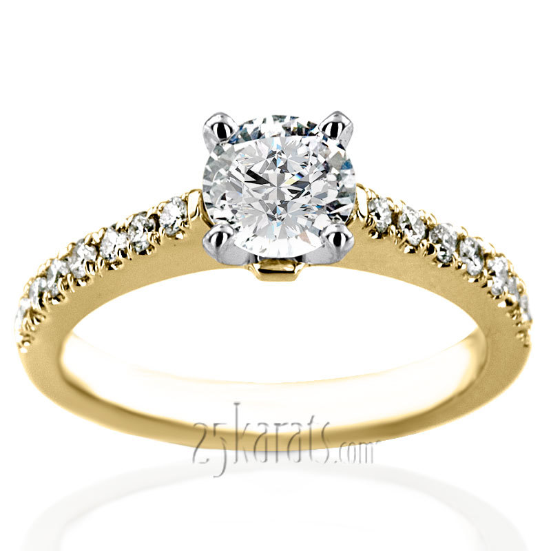 14K white gold Novus Style Micro Pave Classic Diamond Engagement Ring (1/3 ct. tw.) - alternate view 4