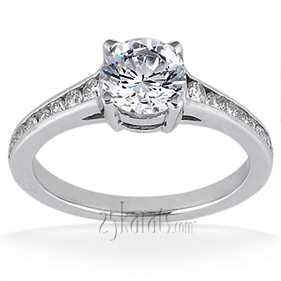 14K white gold Classic Basket Center Diamond Engagement Ring (0.17 ct. tw.) - main view