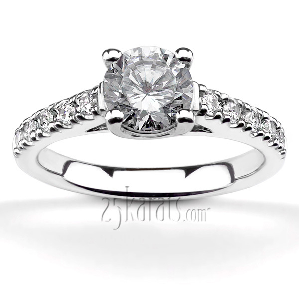 14K white gold Trellis Side Diamond Engagement Ring (1/4 ct. tw.) - alternate view 4