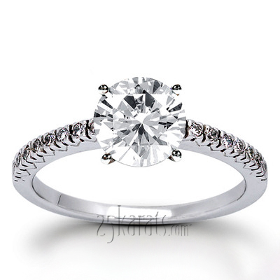 14K white gold Round Cut Fish Tail Set Diamond Engagement Ring (0.16 ct. tw.) - alternate view 24
