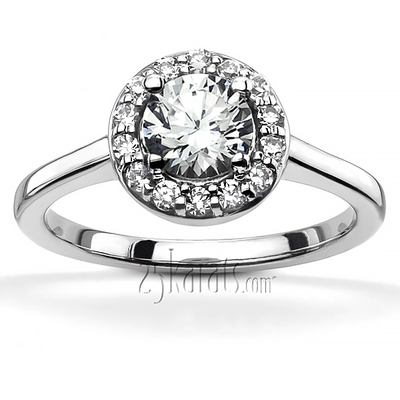 Halo Style Bead Set Diamond Engagement Ring 