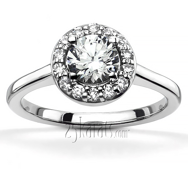 14K white gold Halo Style Bead Set Diamond Engagement Ring 2 - alternate view 5