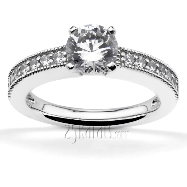 Bead Set Mill Grained Edge Diamond Engagement Ring (0.28ct. tw.)