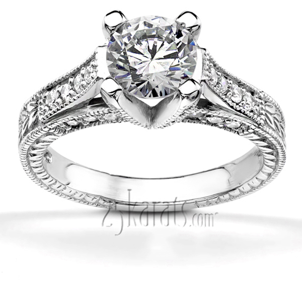 14K white gold Antique Design Diamond Bridal Ring (0.29 ct. tw.) - alternate view 4