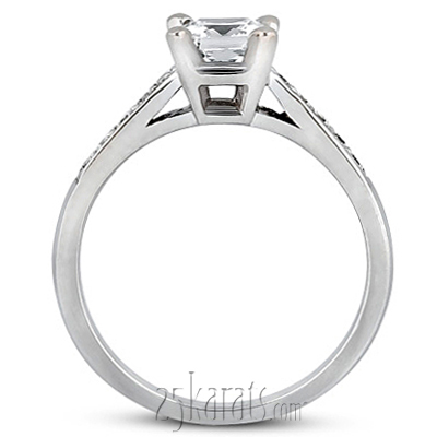 14K white gold Classic Cathedral Princess Center Diamond Engagement Ring - alternate view 2