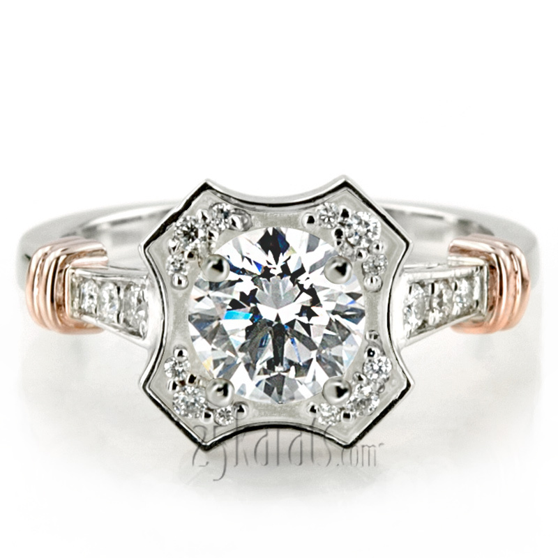 14K white gold Artisan Two Tone Diamond Engagement Ring (1/5 ct. tw.) - main view