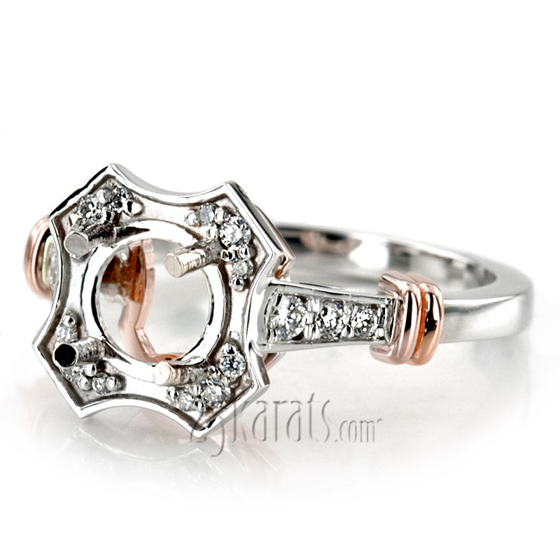 14K white gold Artisan Two Tone Diamond Engagement Ring (1/5 ct. tw.) - alternate view 2