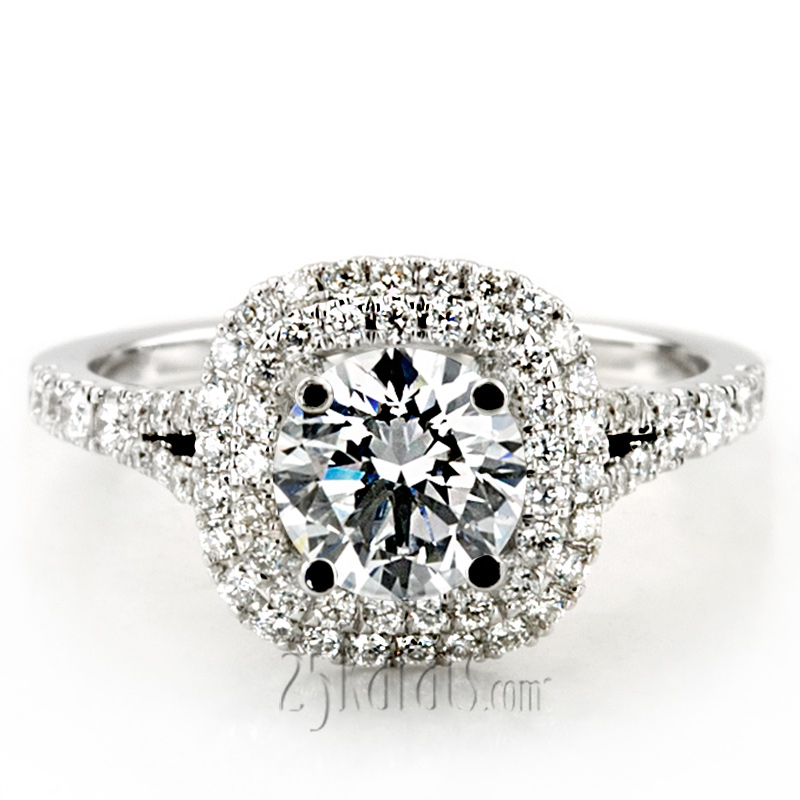 Scalloped Split Shank Diamond Engagement Ring (3/4 ct. t.w.)